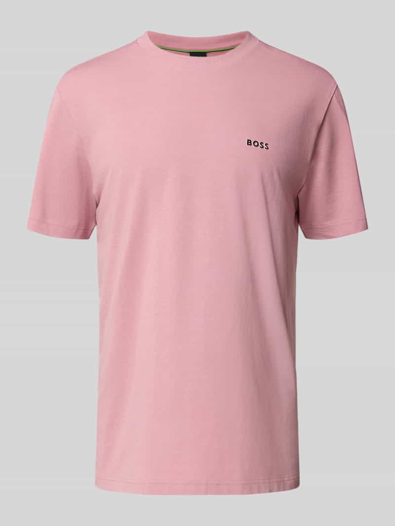 BOSS GREEN Shirt met ronde hals Thee met gegomd contrast-logo