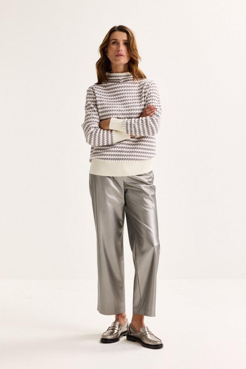 Mayerline Wijde Broek In Zilverkleurig Faux Leer Met Stretch