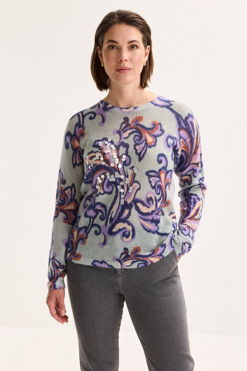 Mayerline Mohairtrui Met Barokke Print En Ronde Hals