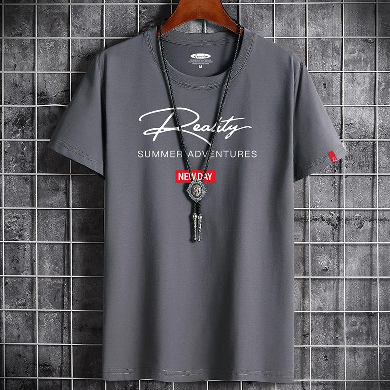 YuchenXuntuo S-6XL 5 kleuren Herenmode T-shirt Korte mouwen Casual T-shirt Los truishirt XXL donkergrijze kleur