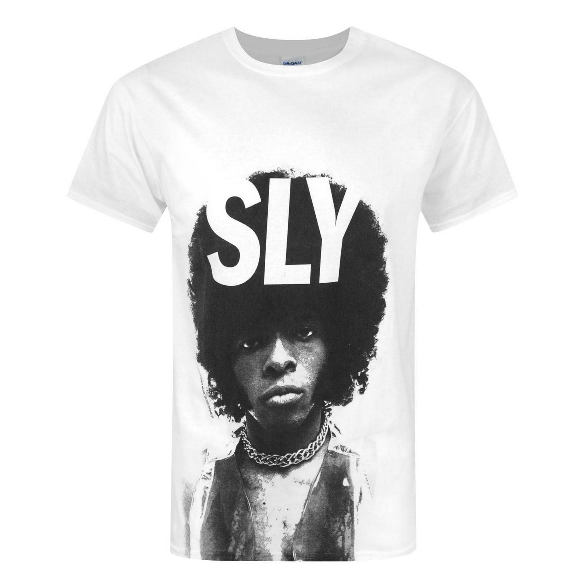Pertemba FR - Apparel Sly Stone heren portret T-shirt M wit