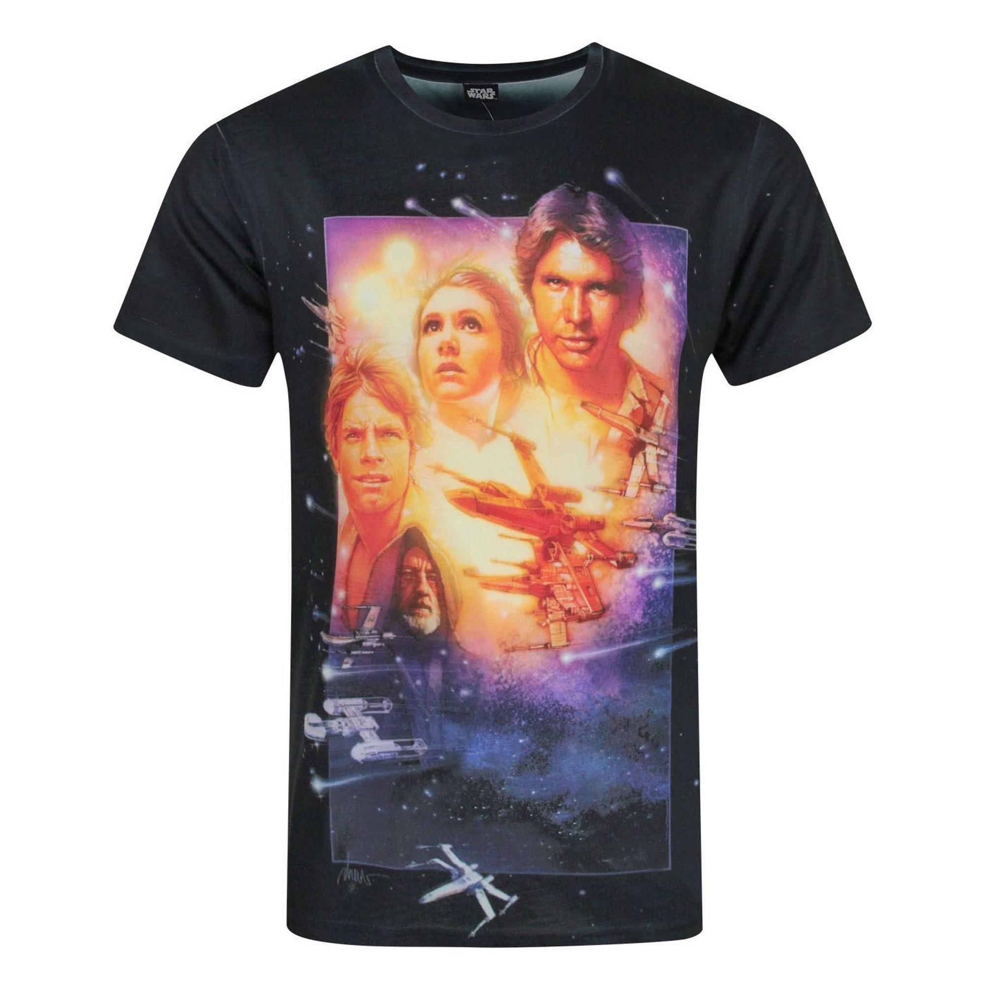 Star Wars Mens A New Hope Sublimation T-Shirt S zwart