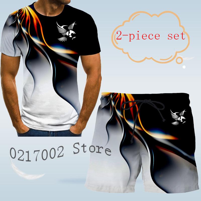 ETST WENDY 005 Herenmode Eagle print mode 3D T-shirt designer heren pak overhemd fancy Hawaiian Beach print heren shirt met korte mouwen Top L