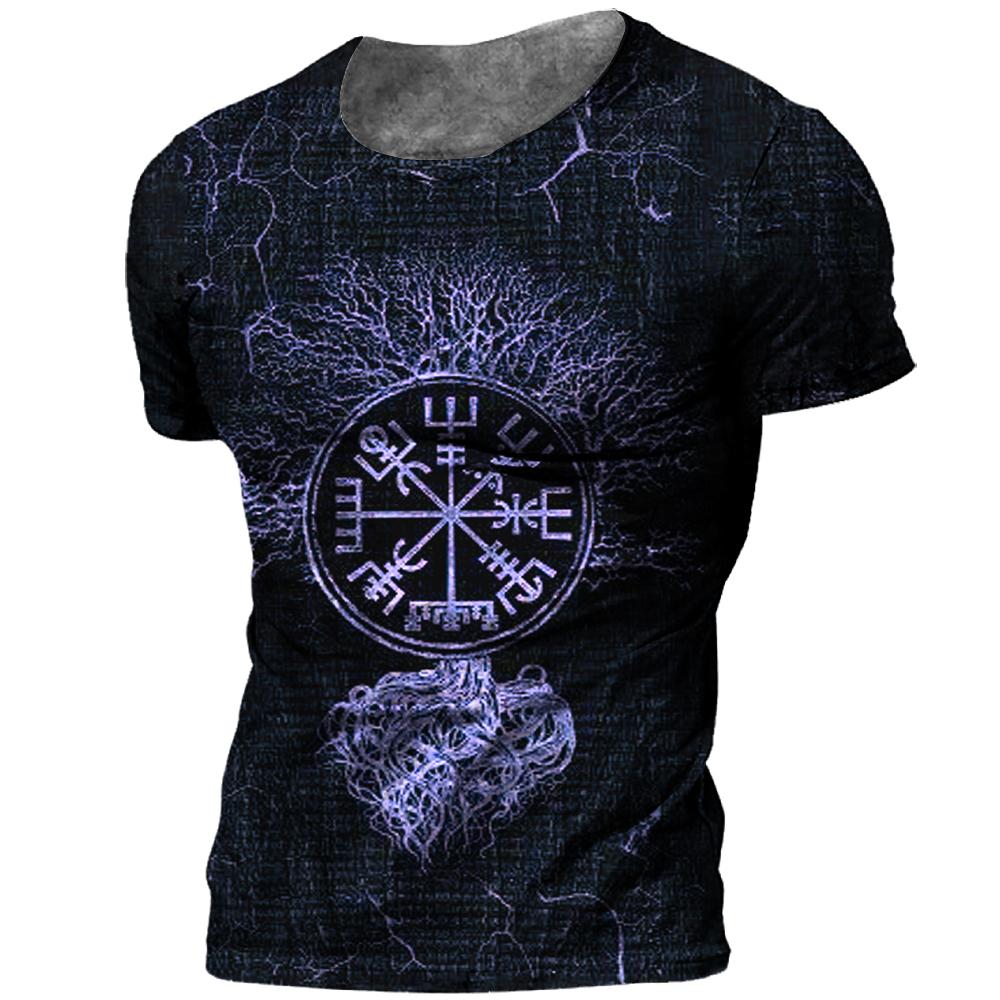 Kukebang Vintage mannen T-shirt 3d Viking Print Tops Tees Zomer Tops Casual Losse T-shirts Mannelijke Kleding O-hals hip Hop Straat Sweatshirt L