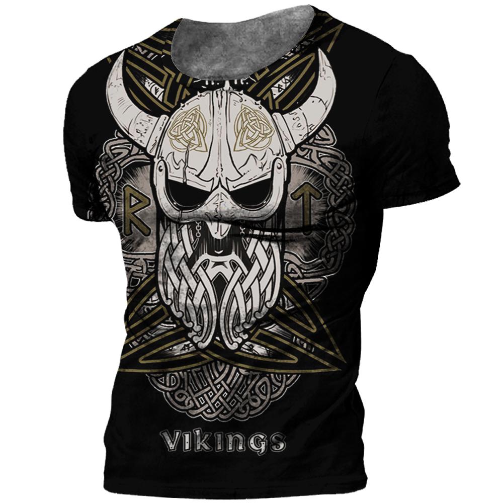 Kukebang Vintage mannen T-shirt 3d Viking Print Tops Tees Zomer Tops Casual Losse T-shirts Mannelijke Kleding O-hals hip Hop Straat Sweatshirt XL