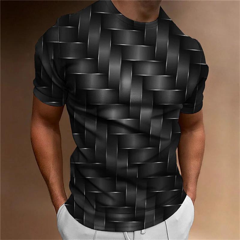 Xuhaijian02 Eenvoudig heren T-shirt geometrisch patroon 3d bedrukt heren top alledaagse casual kleding los oversized shirt retro sweatshirt L