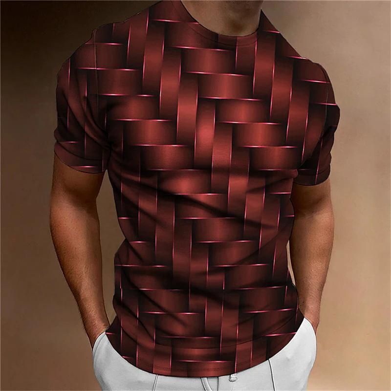 Xuhaijian02 Eenvoudig heren T-shirt geometrisch patroon 3d bedrukt heren top alledaagse casual kleding los oversized shirt retro sweatshirt L