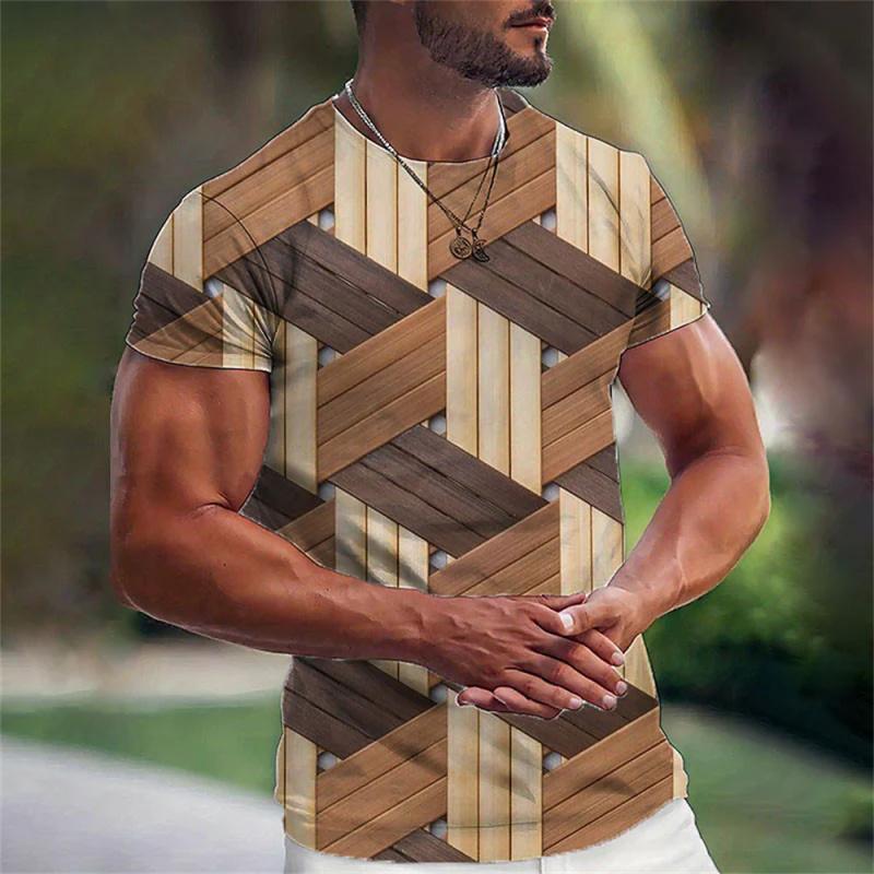 Xuhaijian02 Eenvoudig heren T-shirt geometrisch patroon 3d bedrukt heren top alledaagse casual kleding los oversized shirt retro sweatshirt L
