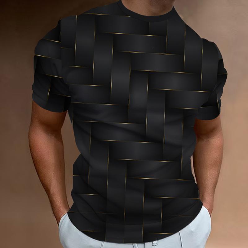 Xuhaijian02 Eenvoudig heren T-shirt geometrisch patroon 3d bedrukt heren top alledaagse casual kleding los oversized shirt retro sweatshirt L