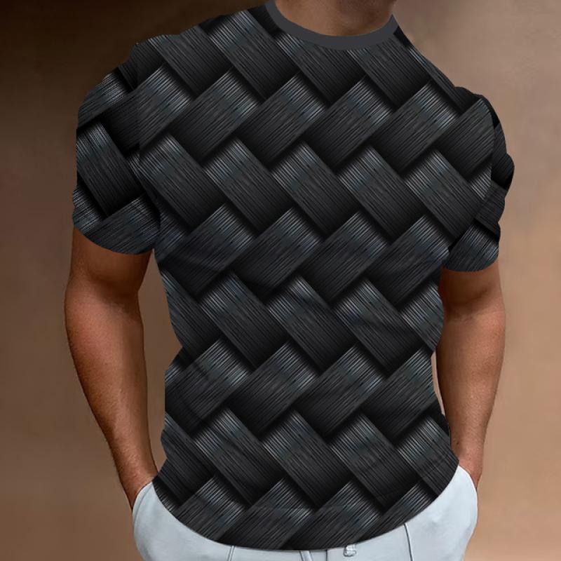 Xuhaijian02 Eenvoudig heren T-shirt geometrisch patroon 3d bedrukt heren top alledaagse casual kleding los oversized shirt retro sweatshirt M