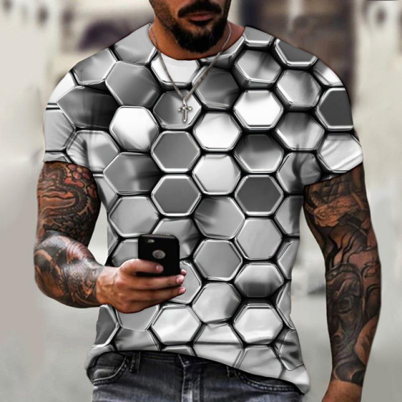 Xuhaijian02 Eenvoudig heren T-shirt geometrisch patroon 3d bedrukt heren top alledaagse casual kleding los oversized shirt retro sweatshirt 3XL