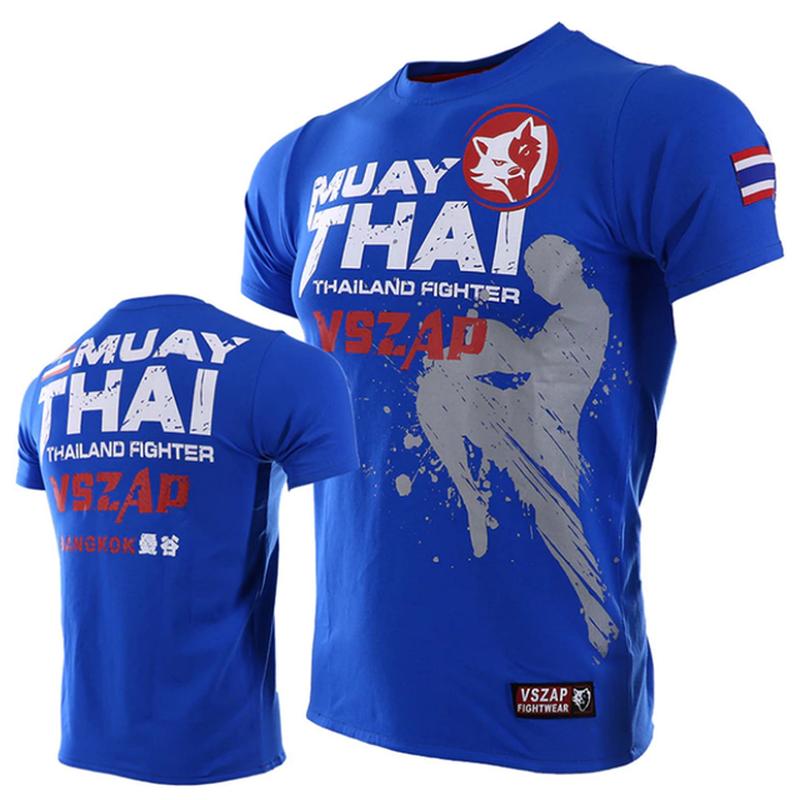 ETST 07 Heren Muay Thai T-shirt Hardlopen Fitness Sport Korte mouw Outdoor Boksen Worstelen Trainingspakken Zomer Ademend Sneldrogend Tops L