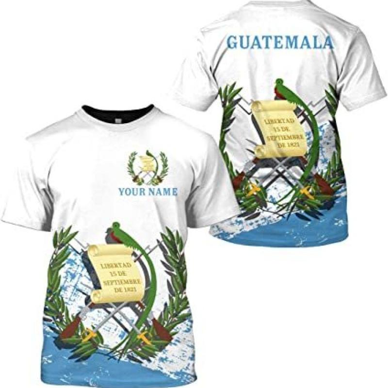 ETST 07 Guatemala Nationale Vlag T-shirt Guatemala 3D print Straat Harajuku Oversize O-Hals T-shirt Aangepaste Naam Heren en Dames Top XXL