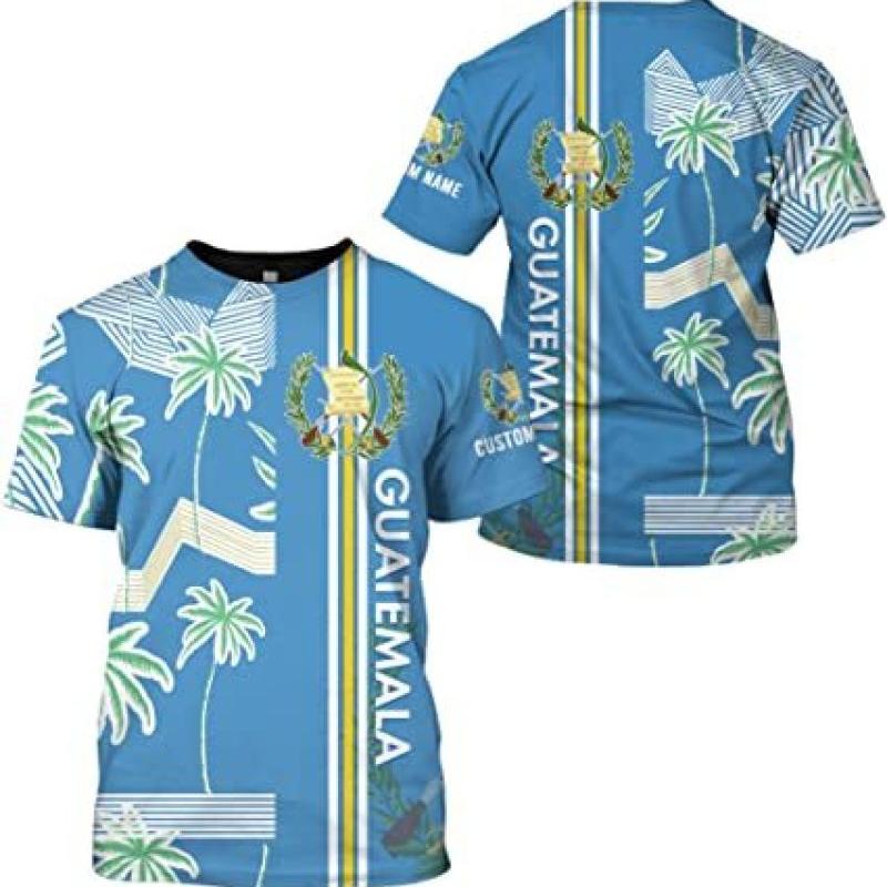 ETST 07 Guatemala Nationale Vlag T-shirt Guatemala 3D print Straat Harajuku Oversize O-Hals T-shirt Aangepaste Naam Heren en Dames Top 6XL