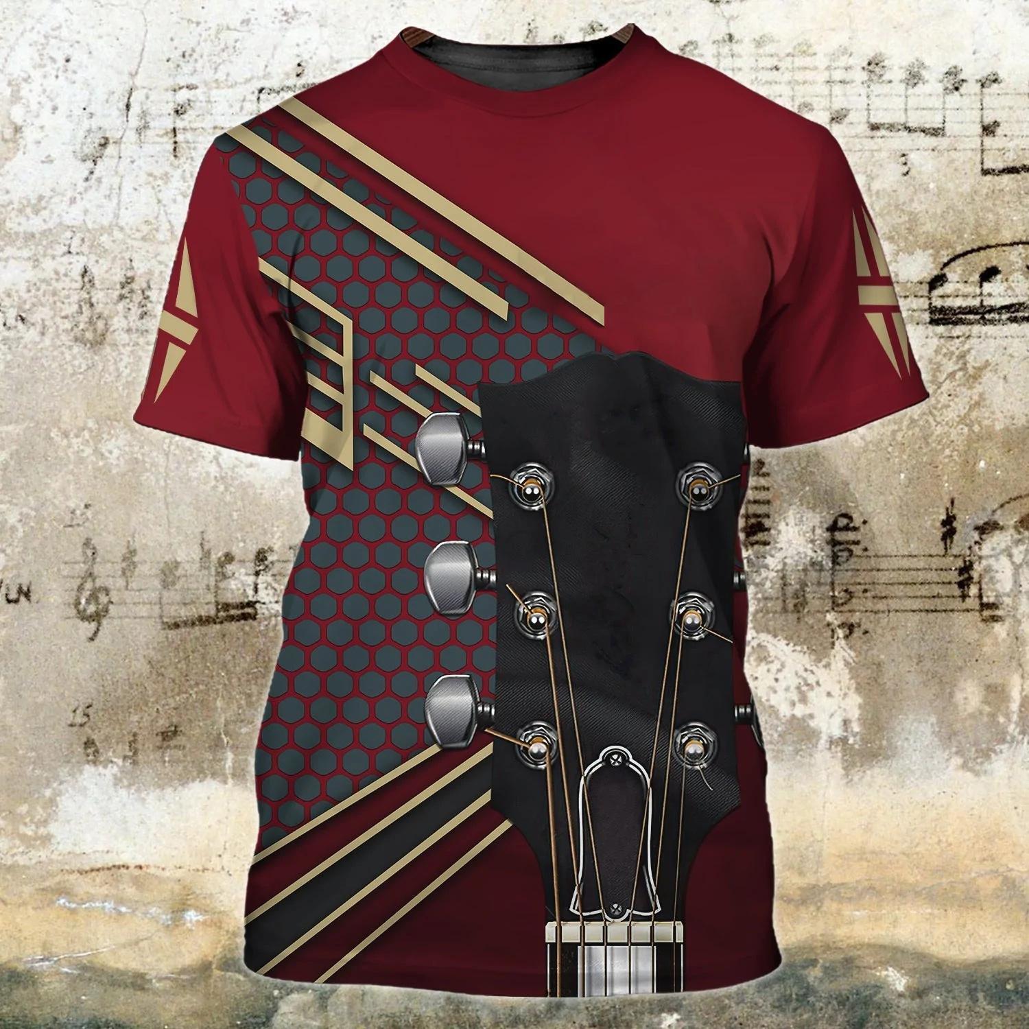 Kukebang Zomer mannen T-shirts Gitaar Grafische 3d Mode Muziek T-shirt Trui Korte Mouw O Hals Rock Hip Hop Tops oversized Kleding 3XL