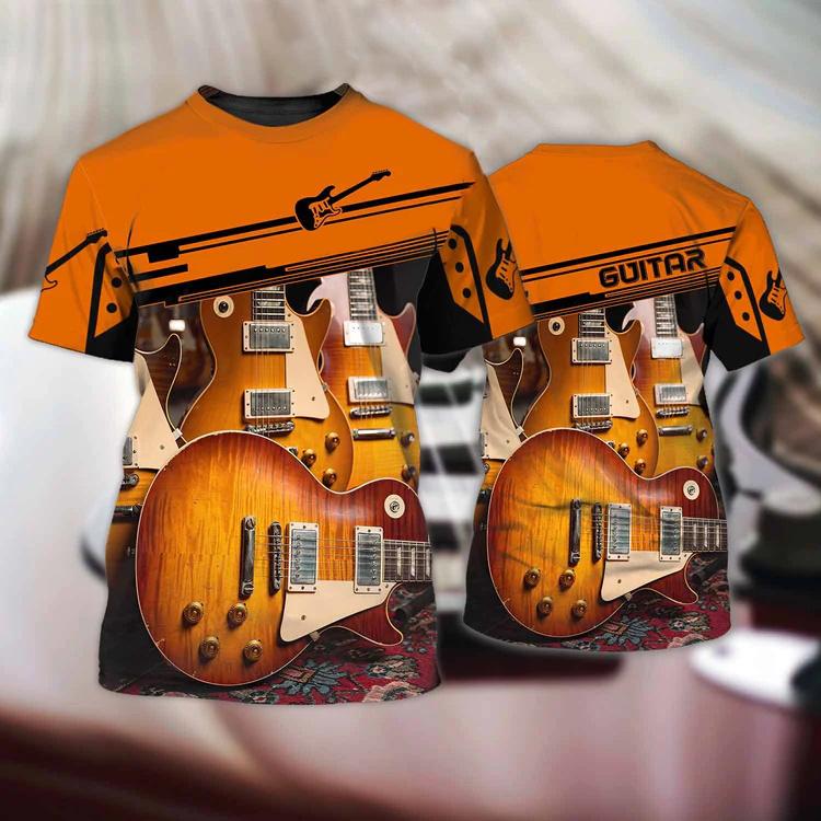 Kukebang Zomer mannen T-shirts Gitaar Grafische 3d Mode Muziek T-shirt Trui Korte Mouw O Hals Rock Hip Hop Tops oversized Kleding 3XL