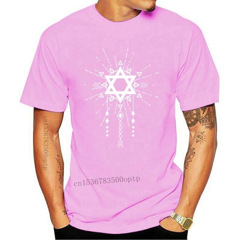 Nihao Nieuwe mannen Davidster Israël Jeruzalem Joodse t-shirt Ontwerpen Korte Mouw S-3xl Standaard Leuke Building Lente Unieke shir L