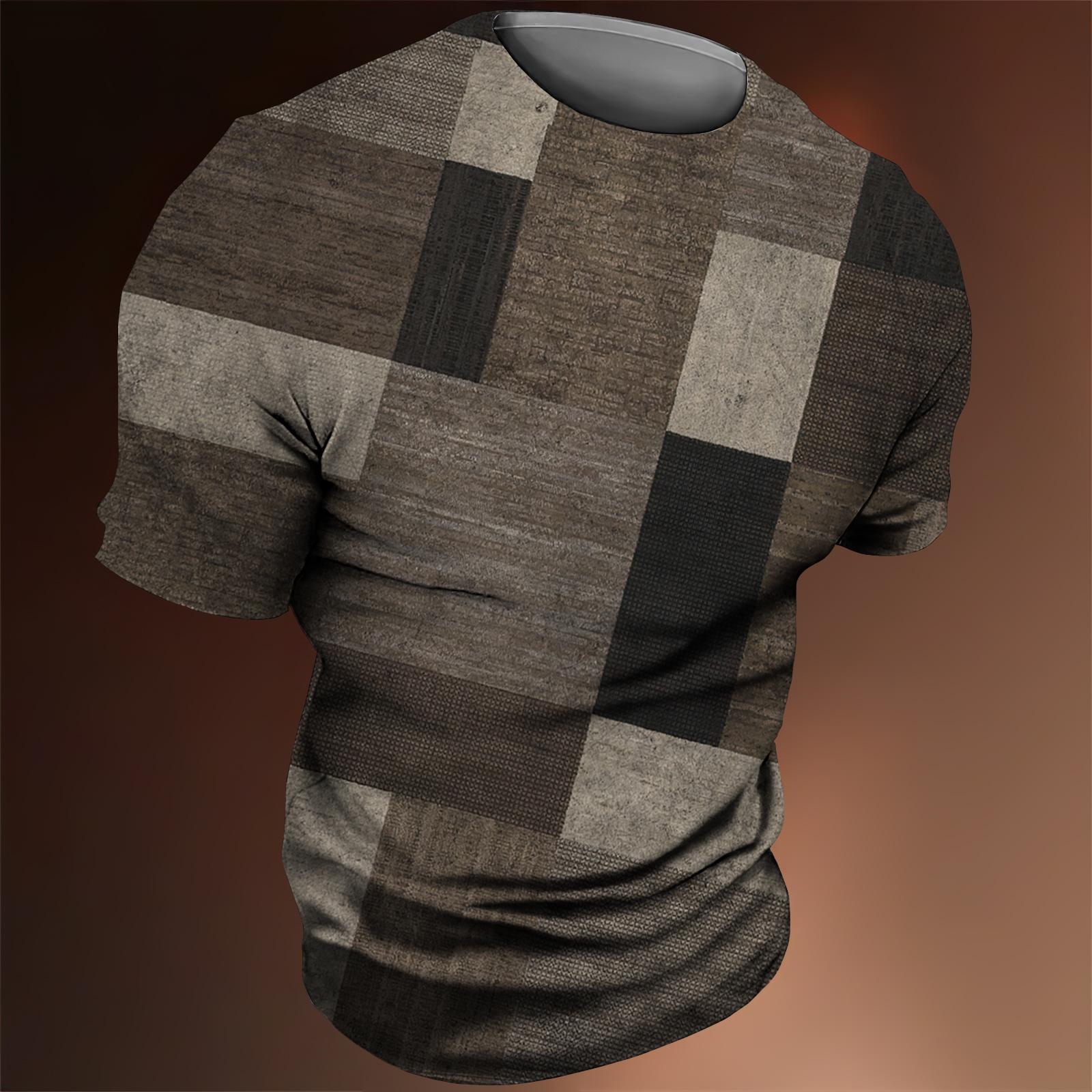 ETST 03 Vintage Heren T-shirt 3d Mode Patchwork Print T-shirt Oversized Casual Korte Mouwen Zomer Streetwear Mannen Kleding Tees tops XS