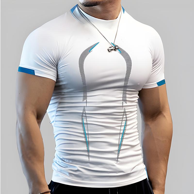 Lucky Black Cat Heren zomer casual comfortabel strak T-shirt sport gym sportkleding sneldrogend ademend shirt M wit