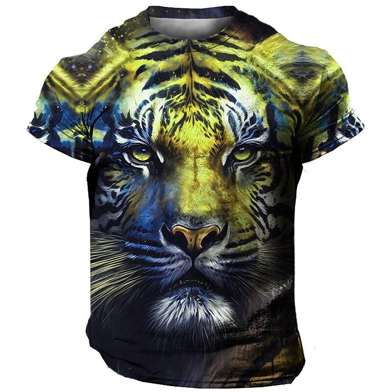 ETST 03 Heren T-shirt 3D Tijgerprint Tees Oversized Tops Zomer Casual Heren Dierenpatroon T-shirt Streetwear Sneldrogend Mode kleding 3XL
