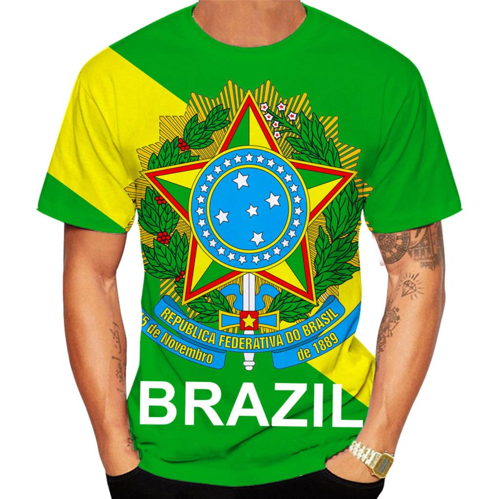 TIP723 Honderdjarig jubileum van Brazilië Heren T-shirt Zomer O Hals Trui Korte Mouw Mode Coole Kleding Braziliaanse Vlag Oversized Herenkleding 6XL