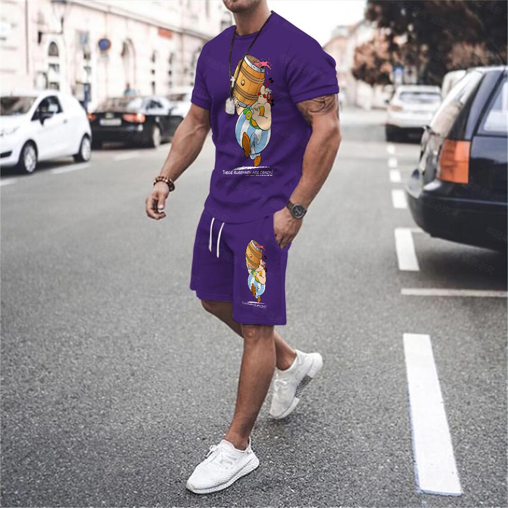 ETST WENDY Asterix Obelix Deze Rugby zijn gekke oversized T-shirtsets voor herenkleding, shorts, streetwear, 3D-bedrukte tops, T-shirts 3XL