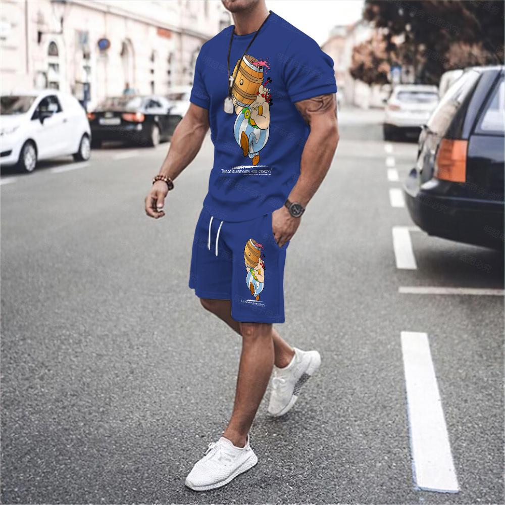 ETST WENDY Asterix Obelix Deze Rugby zijn gekke oversized T-shirtsets voor herenkleding, shorts, streetwear, 3D-bedrukte tops, T-shirts XL