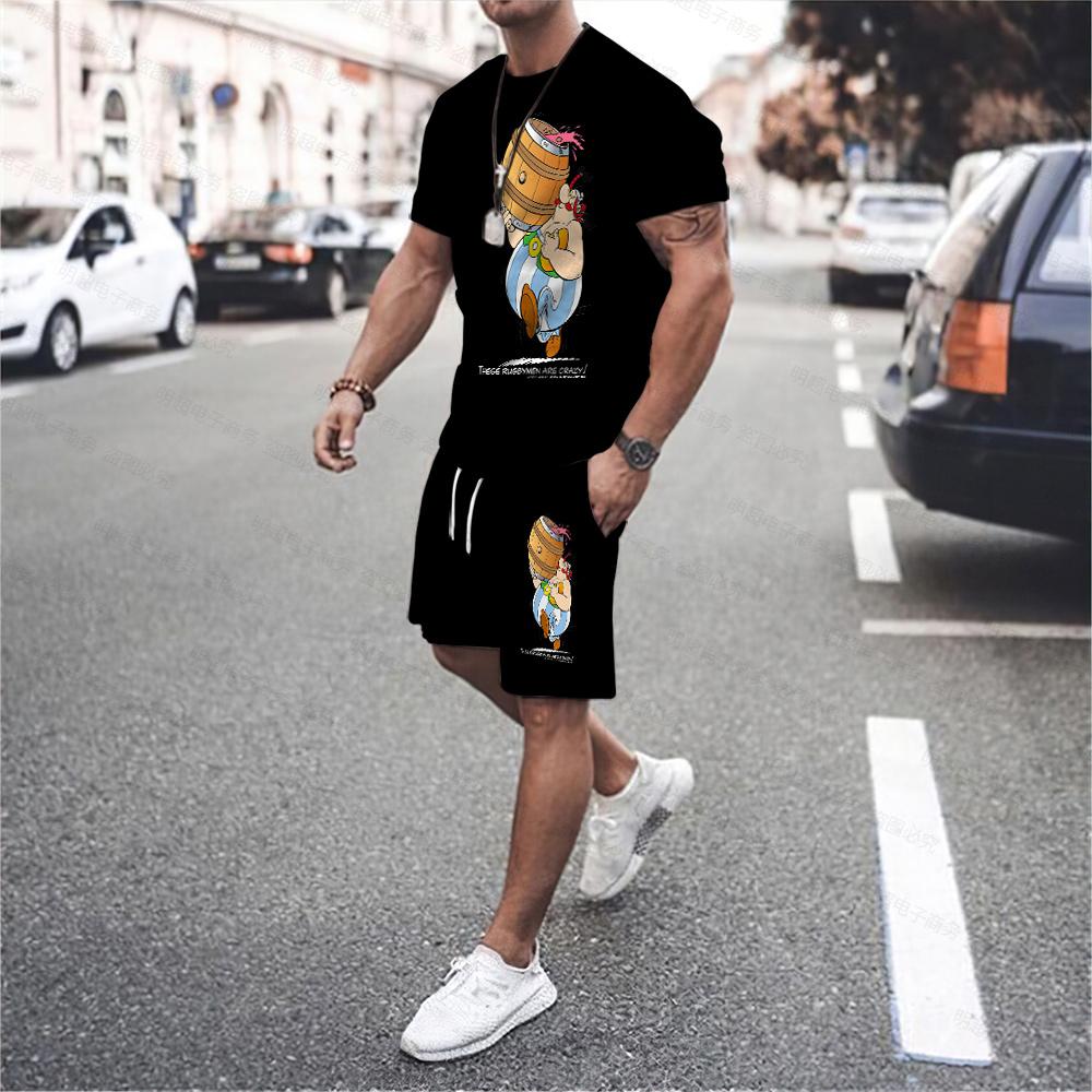 ETST WENDY Asterix Obelix Deze Rugby zijn gekke oversized T-shirtsets voor herenkleding, shorts, streetwear, 3D-bedrukte tops, T-shirts 5XL