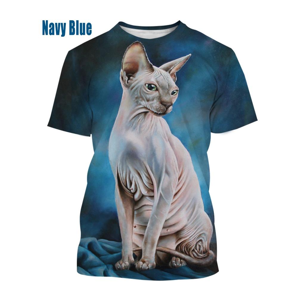 ETST 07 T-shirt afdrukken Sphynx kat | Sphynx kledingoverhemden | Sphynx Cat bedrukte T-shirts - zomer XXL