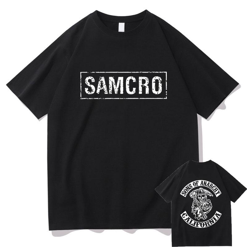 The second face a man Sons of Anarchy SAMCRO Dubbelzijdig Print T-shirt Mannen Womnen Mode Hip Hop Rock Tees Korte Mouw Zomer Katoenen T shirts Tops XL
