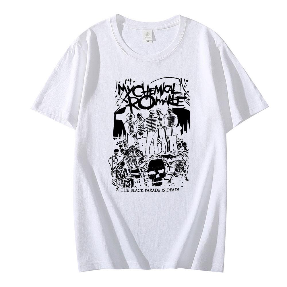 New Young Anime Mijn Chemische Romantiek Mcr Dead Nieuwe T-shirt Zwart Parade Punk Emo Rock Zomer T-shirt Jogging Outdoor Sport shirt S wit