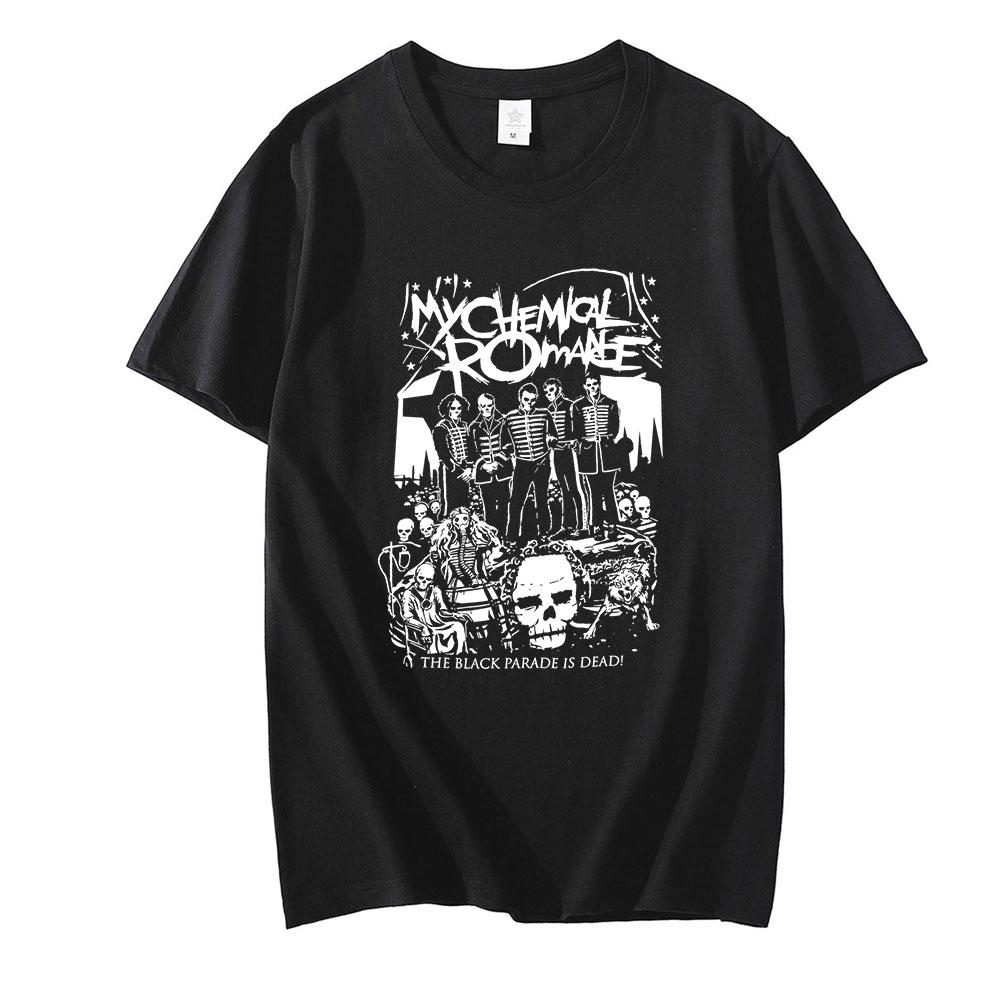 New Young Anime Mijn Chemische Romantiek Mcr Dead Nieuwe T-shirt Zwart Parade Punk Emo Rock Zomer T-shirt Jogging Outdoor Sport shirt 2XL zwart
