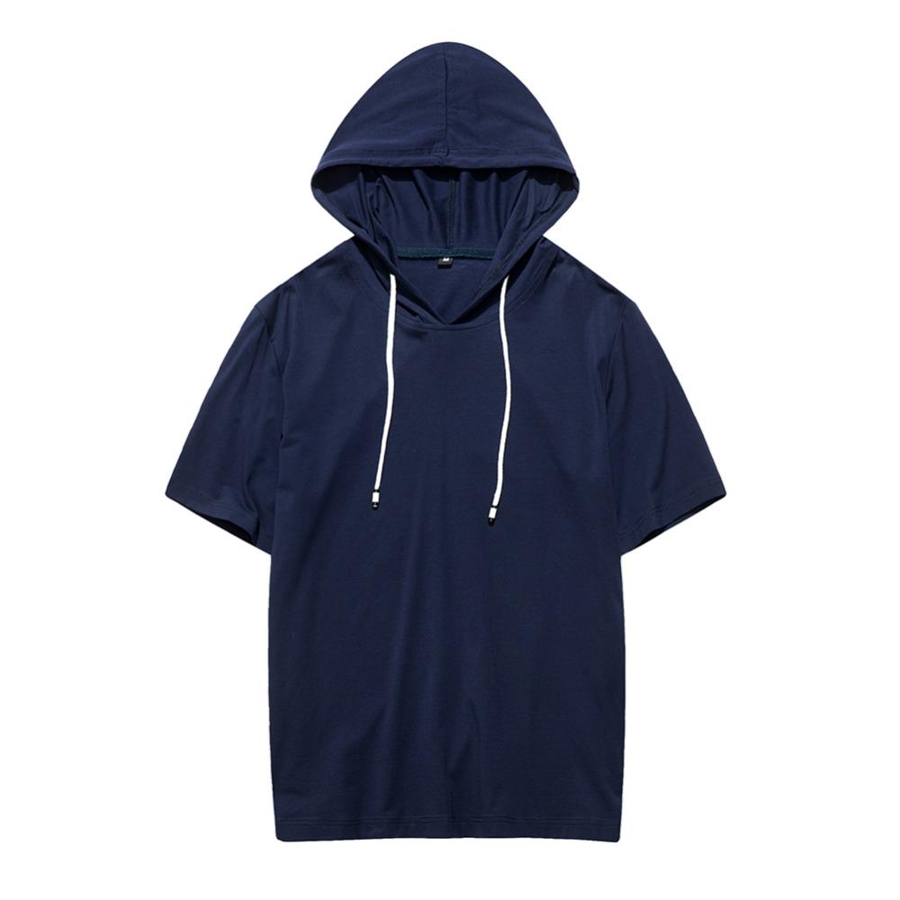 The second face a man Heren T-shirt met capuchon en korte mouwen van volledig katoen XL marineblauwe kleur