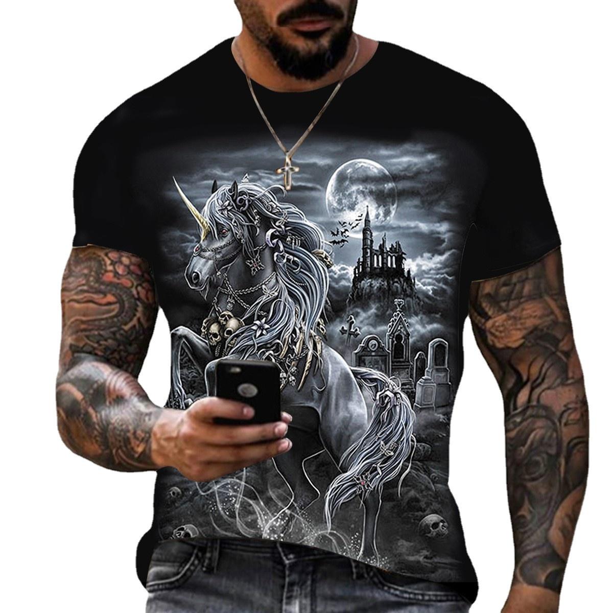 ForYourBeauty Lente Zomer Tops Mannen Plus Size Kleding Dier 3D Print T-shirt Wolf Patroon Tees O Hals Korte Mouw Top ademende Man Shirts XS