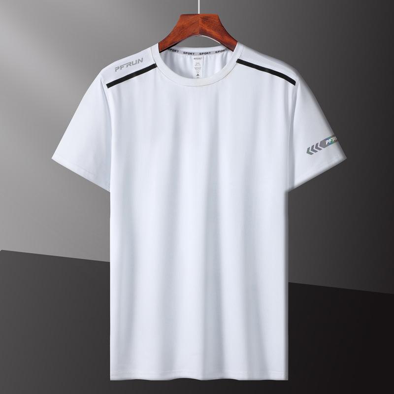 Queshark Sneldrogend sport-T-shirt voor heren, elastisch, los, training, fitness, hardlopen, wandelen, gym, tanktops, shirt met korte mouwen, zomer MM417 M wit