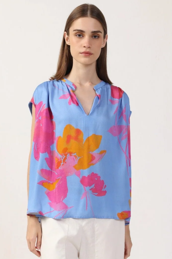 Neu Nomads US Damen vegan Bluse Elettra Rosa Mohnblumen