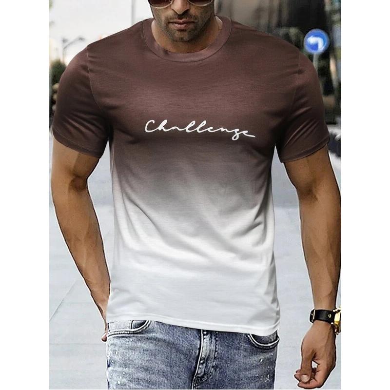 Transmission of love Vintage Heren T-shirt 3D Gradiënt Print Korte Mouw Tops Zomer Casual Straat T-shirt Oversized T-shirt Heren Kleding XL
