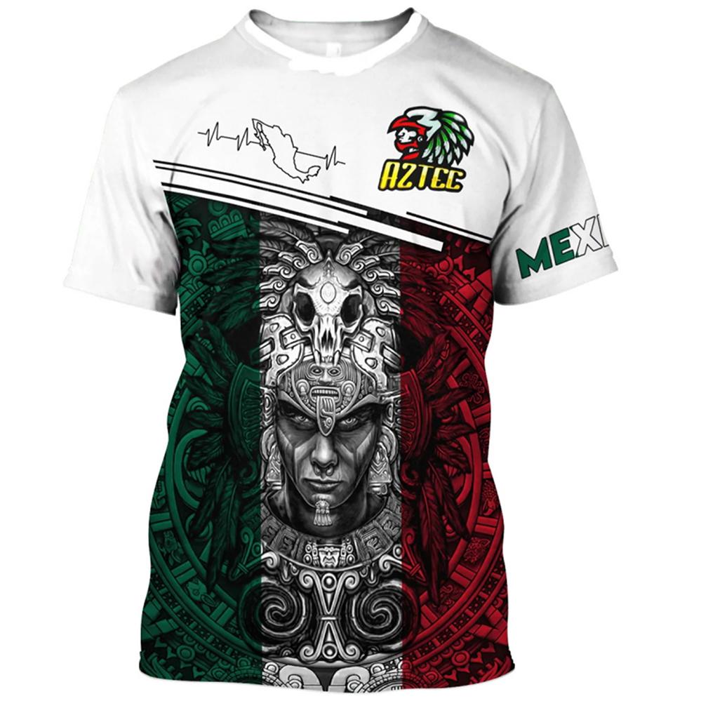 Baibao QIQI Zomer Mexico Eagle Print T-shirt voor heren Mode Nationale vlag Grafische korte mouwen T-shirts Casual Harajuku Tops Oversized T-shirt L