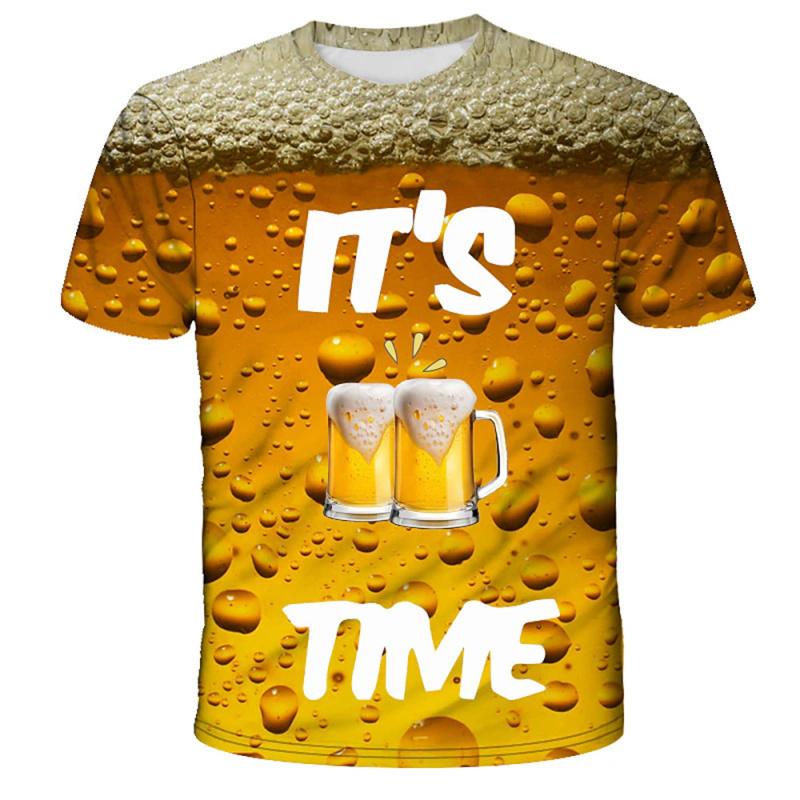 ETST WENDY Heren T-shirt 3d gedrukt bier T-shirt voor mannen grappige heren shirt casual zomer streetwear unisex t-shirt top herenkleding L