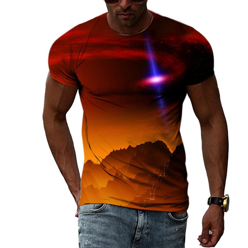 ETST 03 Zomermode Creatief Beeld Heren T-shirt Ronde Kraag Korte Mouw Tops Ruimte Sterren Zonnestelsel Interstellaire Meteoor Mercurius 6XL