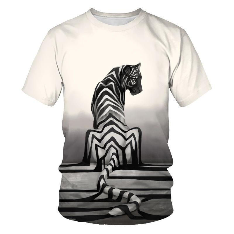 ForYourBeauty 3D Animal Digital Print Heren O-hals Zomer T-shirt met korte mouwen 140