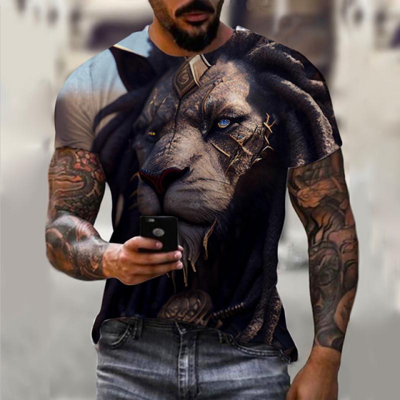 ETST 07 3D Dier Bedrukte T-shirt Voor Mannen Hip Hop Trend Harajuku Vintage Kleding Mode Ronde Hals Korte Mouw Tops Oversized T-shirts XL