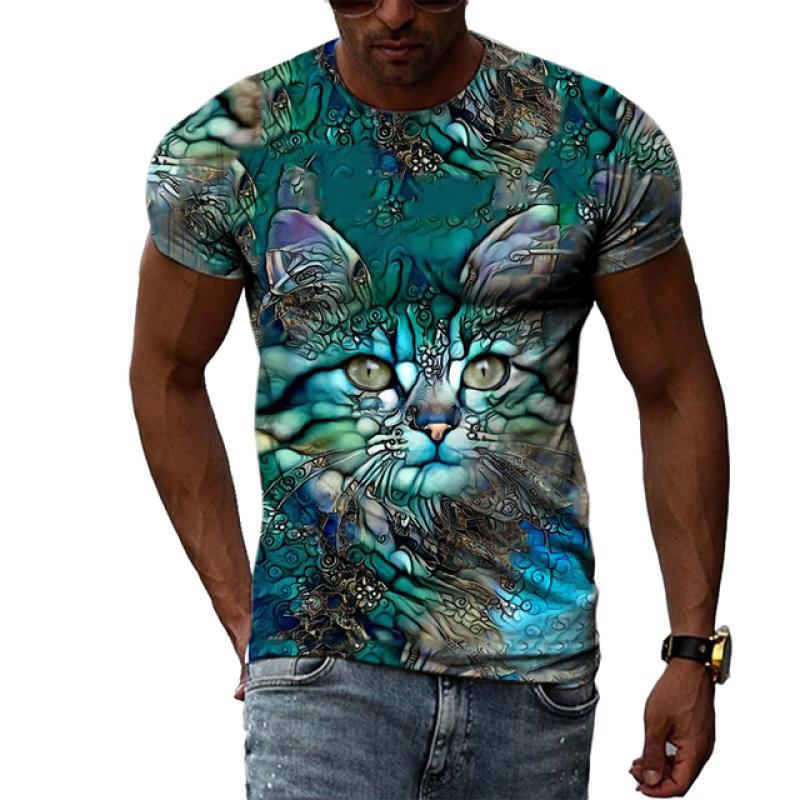 ETST WENDY 05 Nieuwe mode dominante tijger grafische t-shirts voor mannen zomertrend dierenpatroon T-shirt coole stijl persoonlijkheid t-shirt 4XL