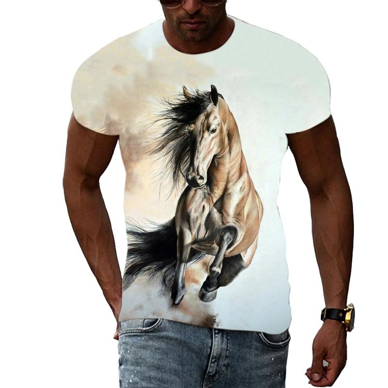 ETST WENDY 05 Nieuwe 3D Dier Paard grafische t-shirts Voor Mannen Zomer Casual Hip Hop harajuku stijl t-shirt Mode Gedrukt trendyol mannen winkel 3XL