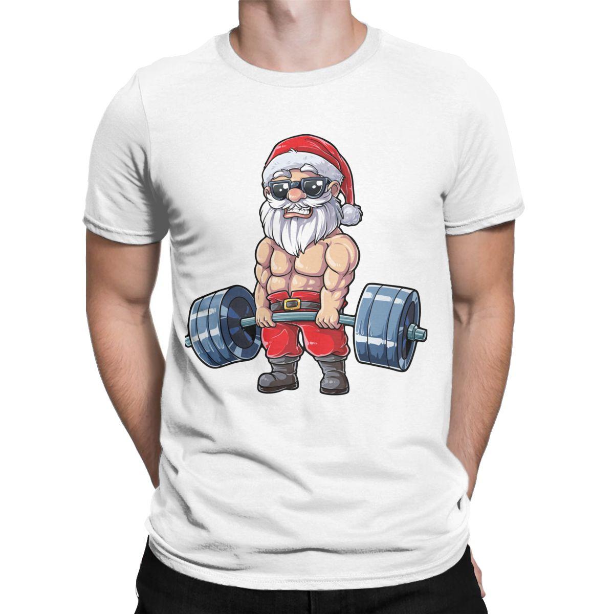 Kukebang Fitness Kerstcadeau Leuke Kerstman Vintage T-shirts Deadlift Gym Kerst T-shirts Crewneck Kleding Grappig cadeau 6XL zwart