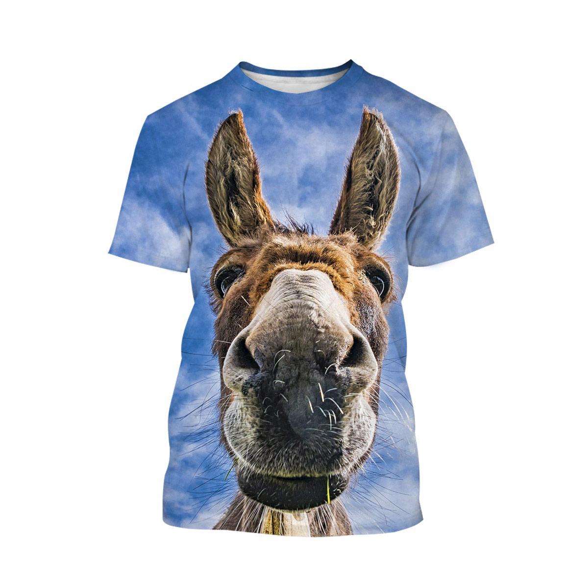 ETST WENDY 05 Zomer Nieuwe 3D Animal ezel grafische t-shirts Heren Mode Casual Persoonlijkheid Bedrukt Hip Hop Straat Stijl Ronde Hals Korte Mouw 4XL