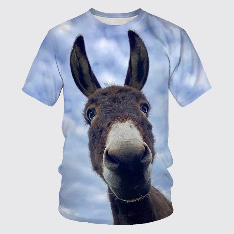 ETST WENDY 05 Zomer Nieuwe 3D Animal ezel grafische t-shirts Heren Mode Casual Persoonlijkheid Bedrukt Hip Hop Straat Stijl Ronde Hals Korte Mouw L