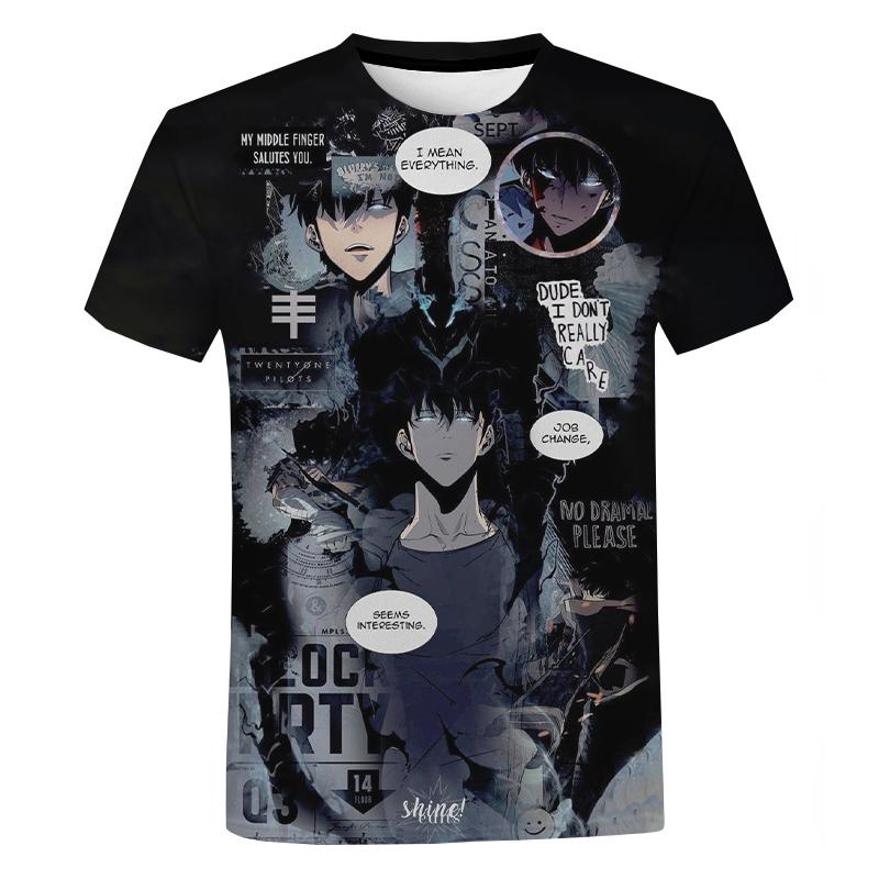 Baibao QIQI Anime Solo Nivellering T-shirt Mannen Vrouwen Zomer Mode 3D Gedrukt T-shirt Casual Harajuku Stijl T-shirt Streetwear Oversized Tops M