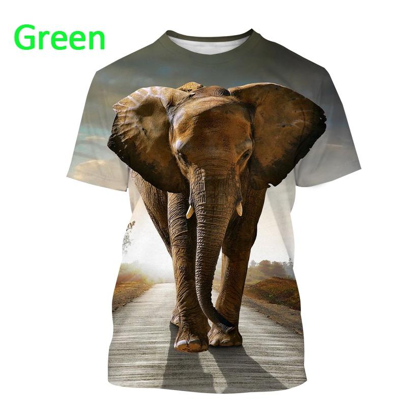 Xuhaijian02 Heren Casual Ronde Hals T-shirt Dier Olifant Plezier Korte mouwen Nieuwe Zomer Olifant 3D Afdrukken Ronde Hals Unisex T-shirt S