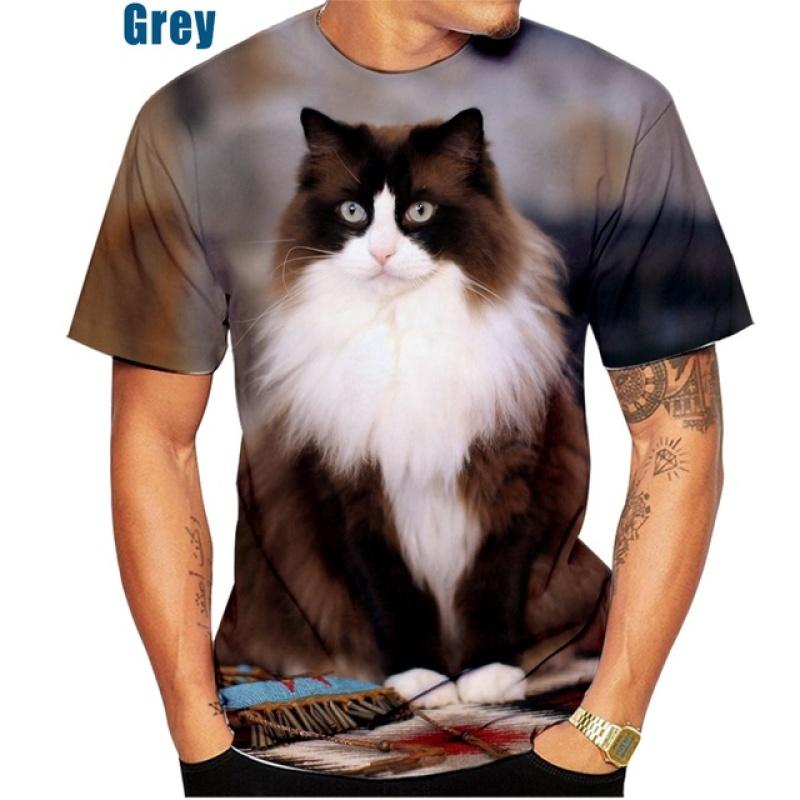 Xuhaijian02 Ragdoll Cats 3D-print T-shirt Leuke schattige kat T-shirt met korte mouwen Zomerse straatstijl voor mannen en vrouwen Casual tops M